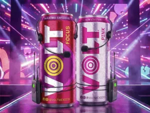 VOLT bebida energizante integrada en una rutina diaria de trabajo y actividad creativa.