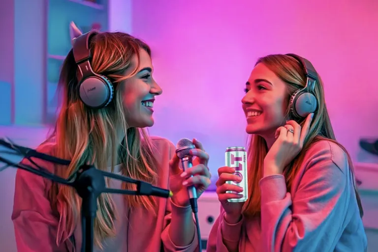 Amigas viendo el fútbol y disfrutando bebidas energéticas VOLT en una reunión.